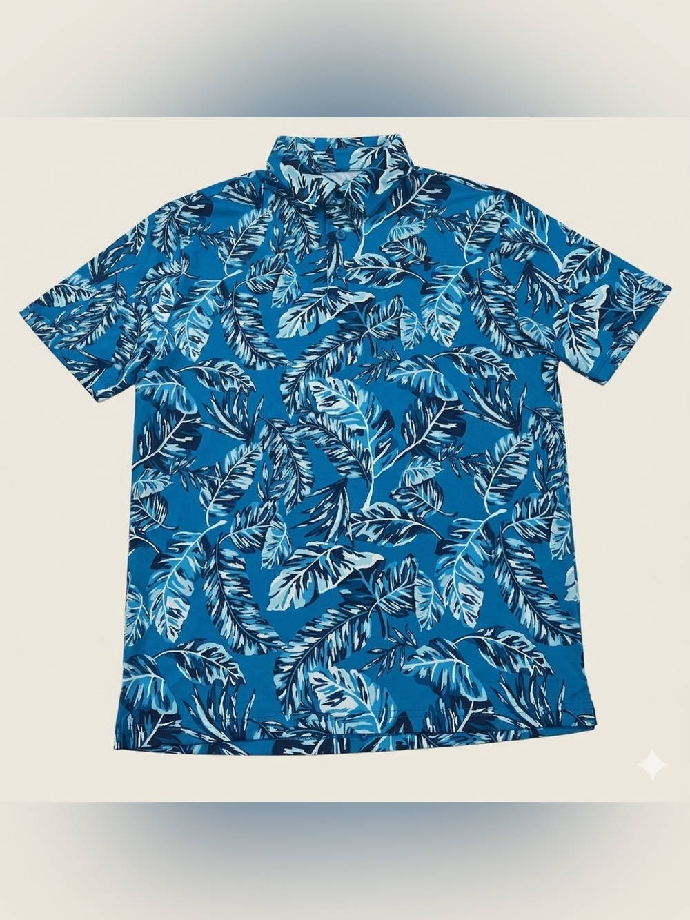 Under Armour The Playoff Polo Men's Small‎ Blue Tropical Leaf Golf Shirt